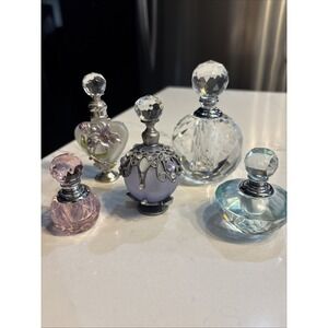 Lot 5 Vintage Perfume Bottle Including Set  Cap & Covers